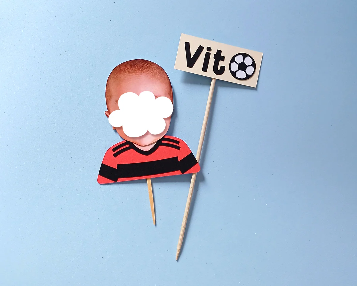 Topo de Bolo Futebol com Foto de Rostinho