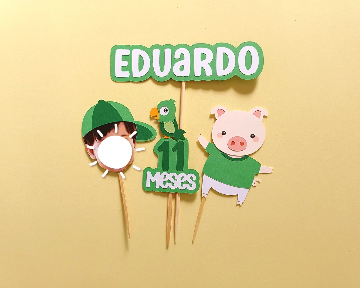 Topo de Bolo Porco com Foto de Rostinho