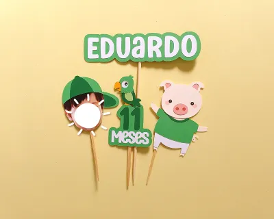 Topo de Bolo Porco com Foto de Rostinho