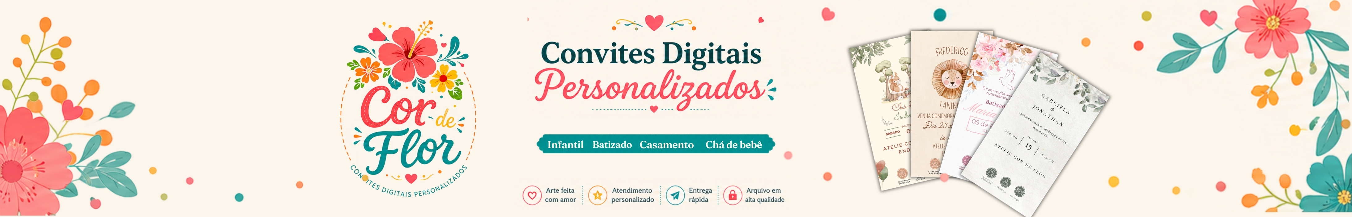 Banner de Cor de Flor Convites